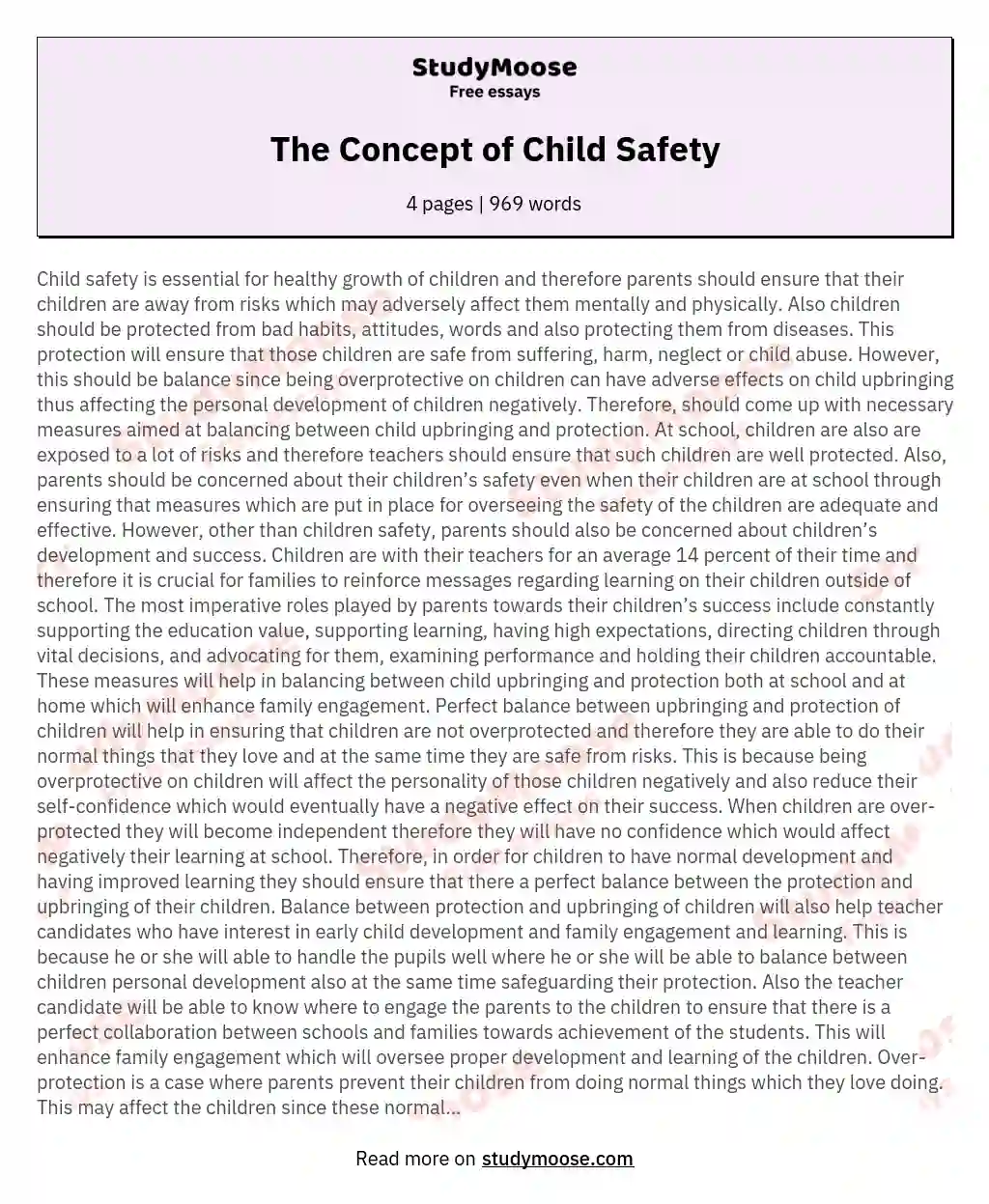 The Concept of Child Safety essay