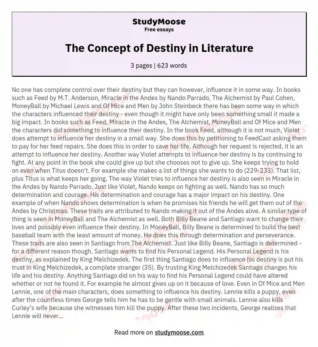 The Concept of Destiny in Literature essay