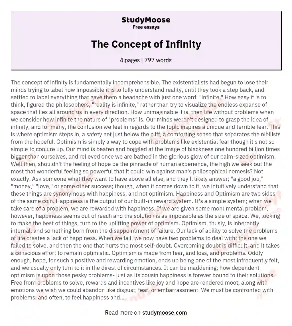 The Concept of Infinity essay