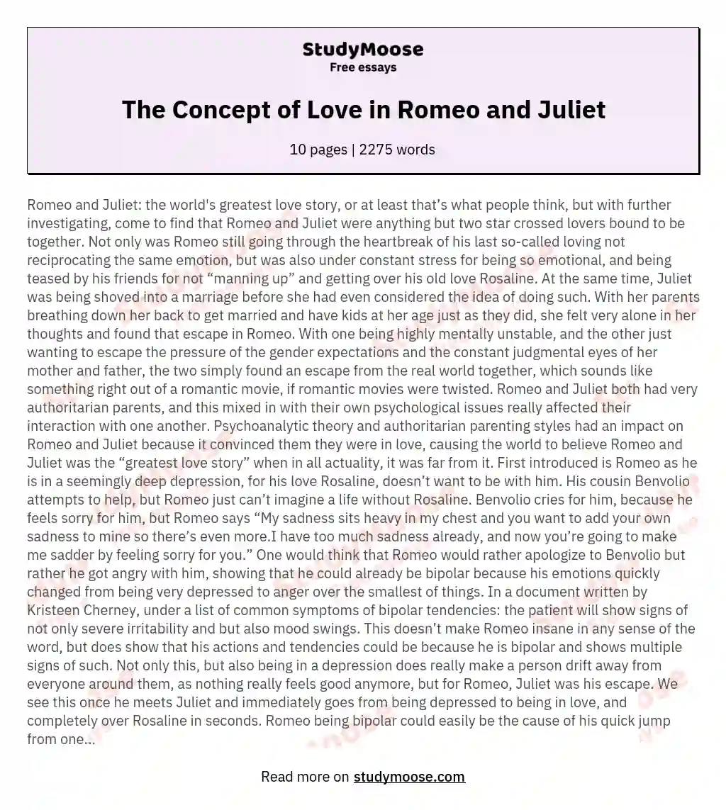 The Concept of Love in Romeo and Juliet
