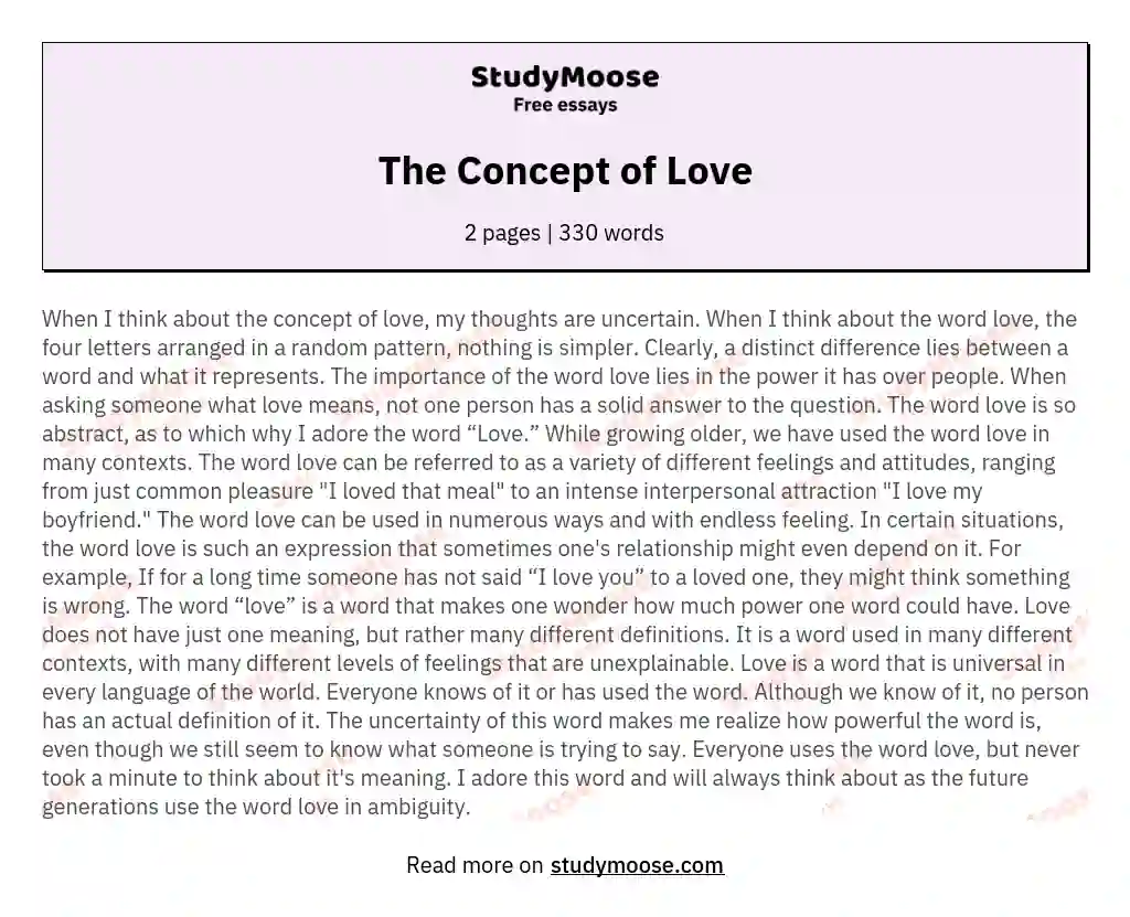 concept essay about love