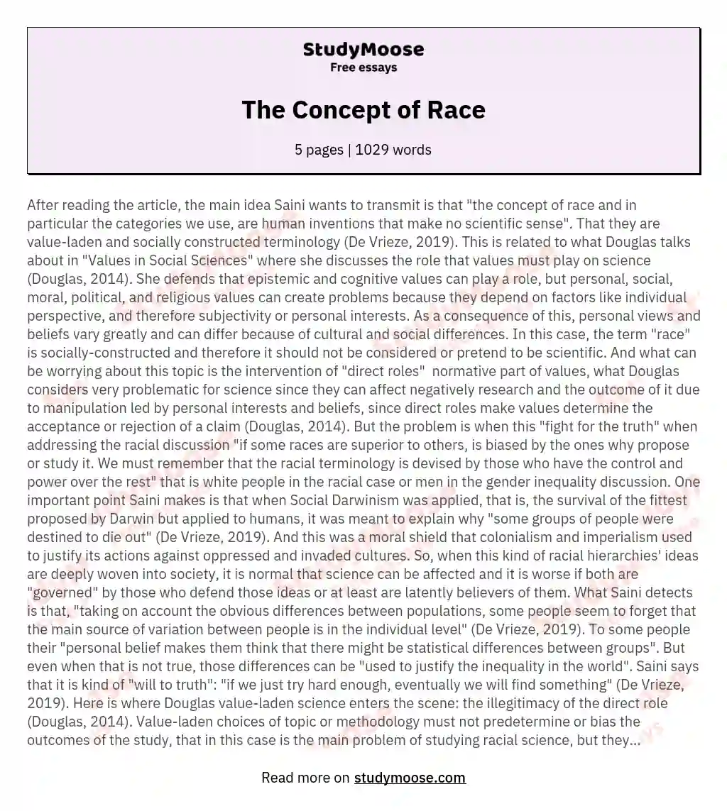 essay ideas of race