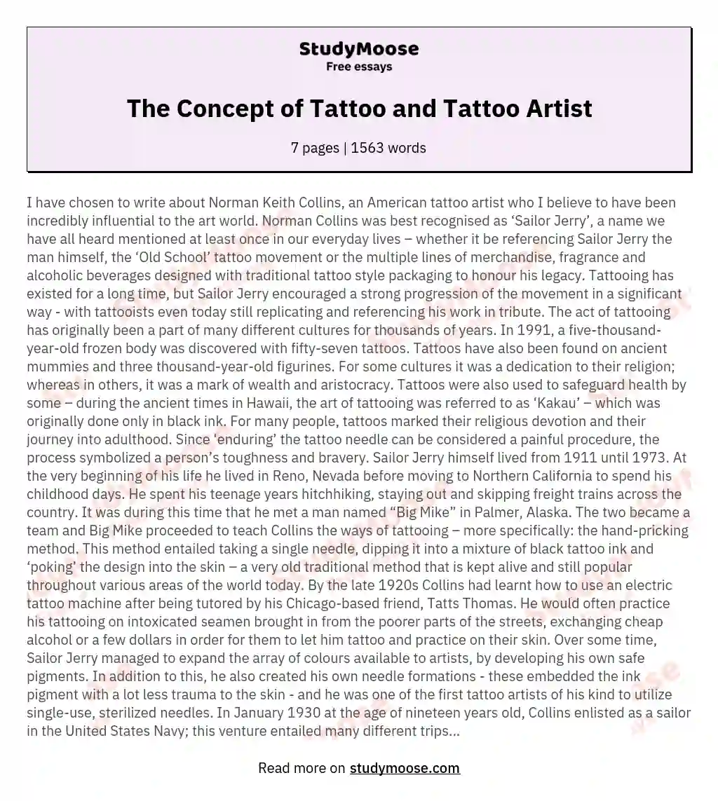 The Concept of Tattoo and Tattoo Artist