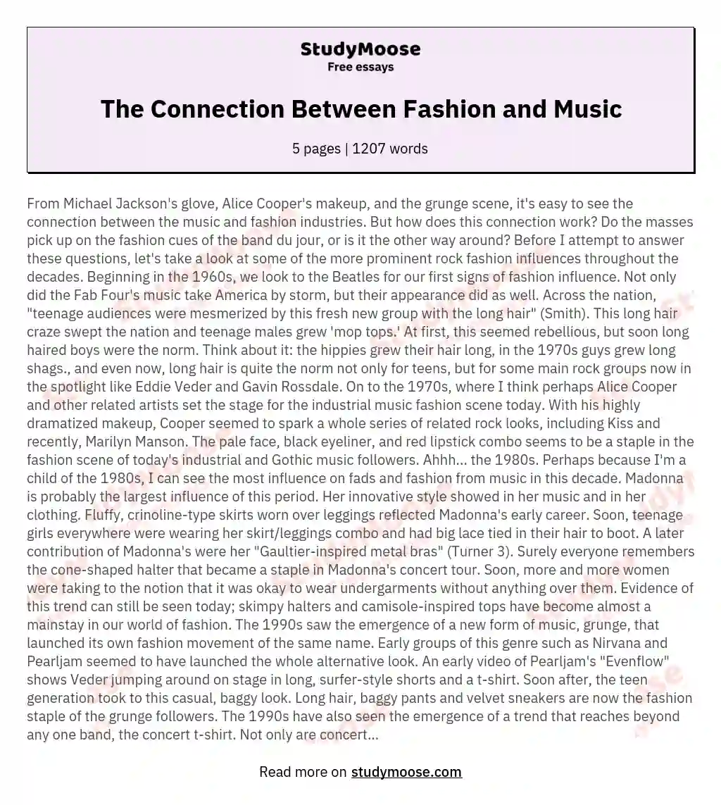 The Connection Between Fashion and Music essay