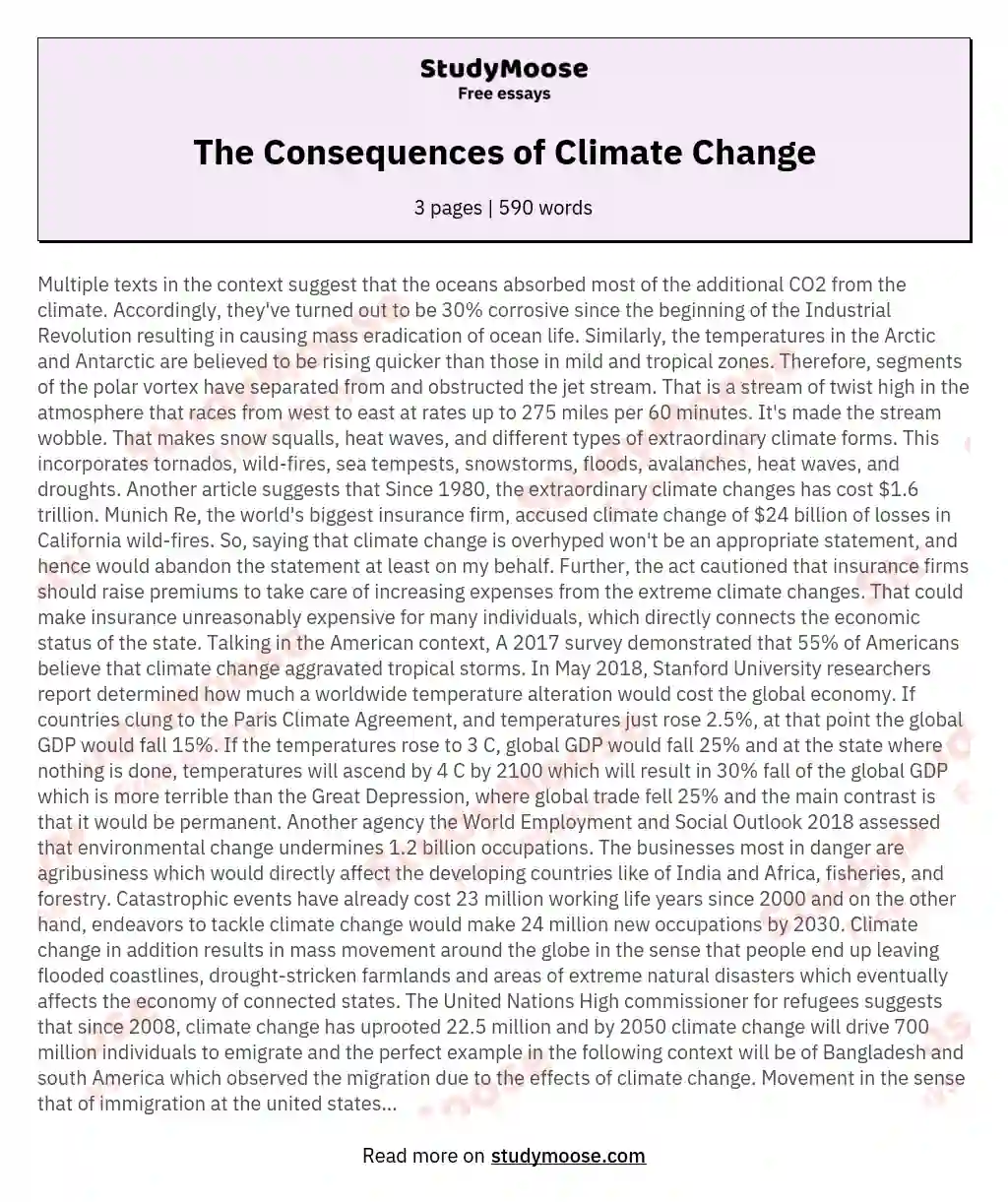 The Consequences of Climate Change essay