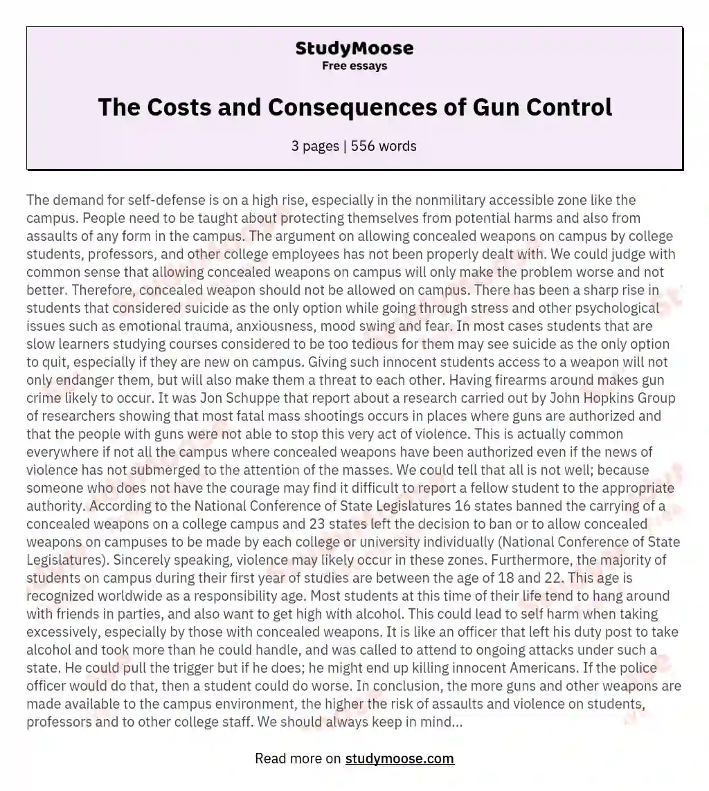 The Costs and Consequences of Gun Control