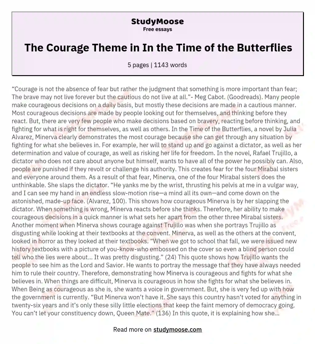 The Courage Theme in In the Time of the Butterflies
