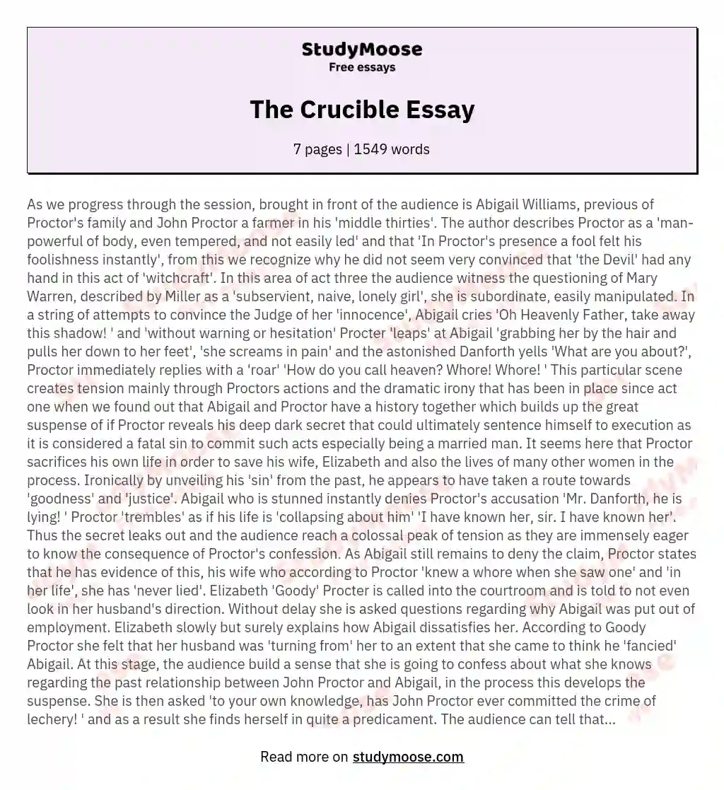 The Crucible Essay