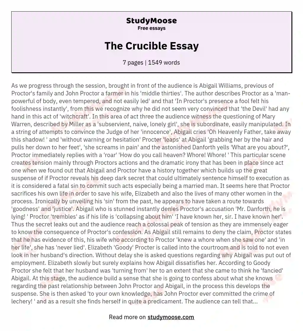 the crucible honesty essay