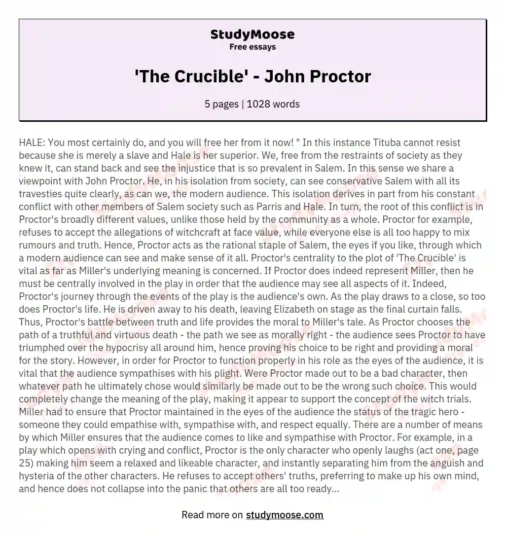 'The Crucible' - John Proctor