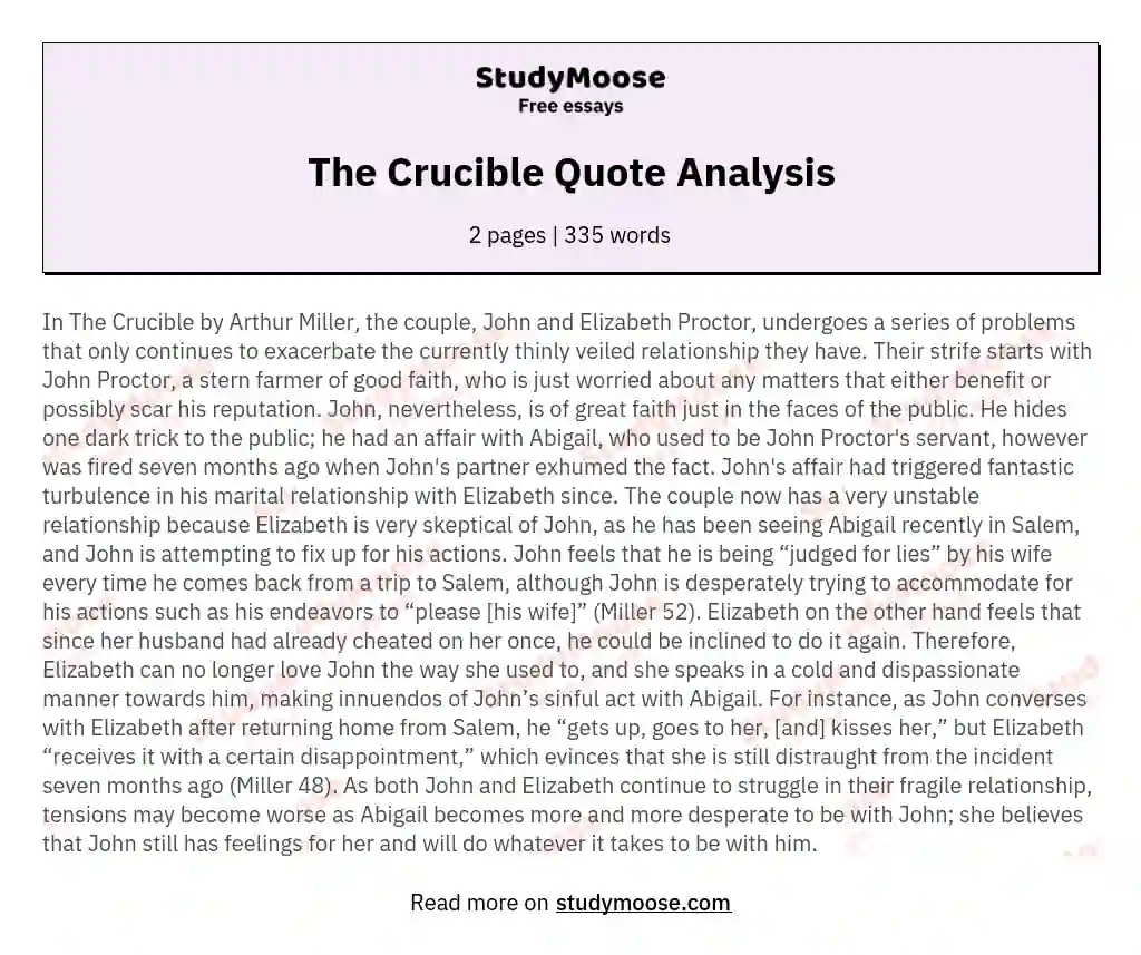 The Crucible Quote Analysis essay