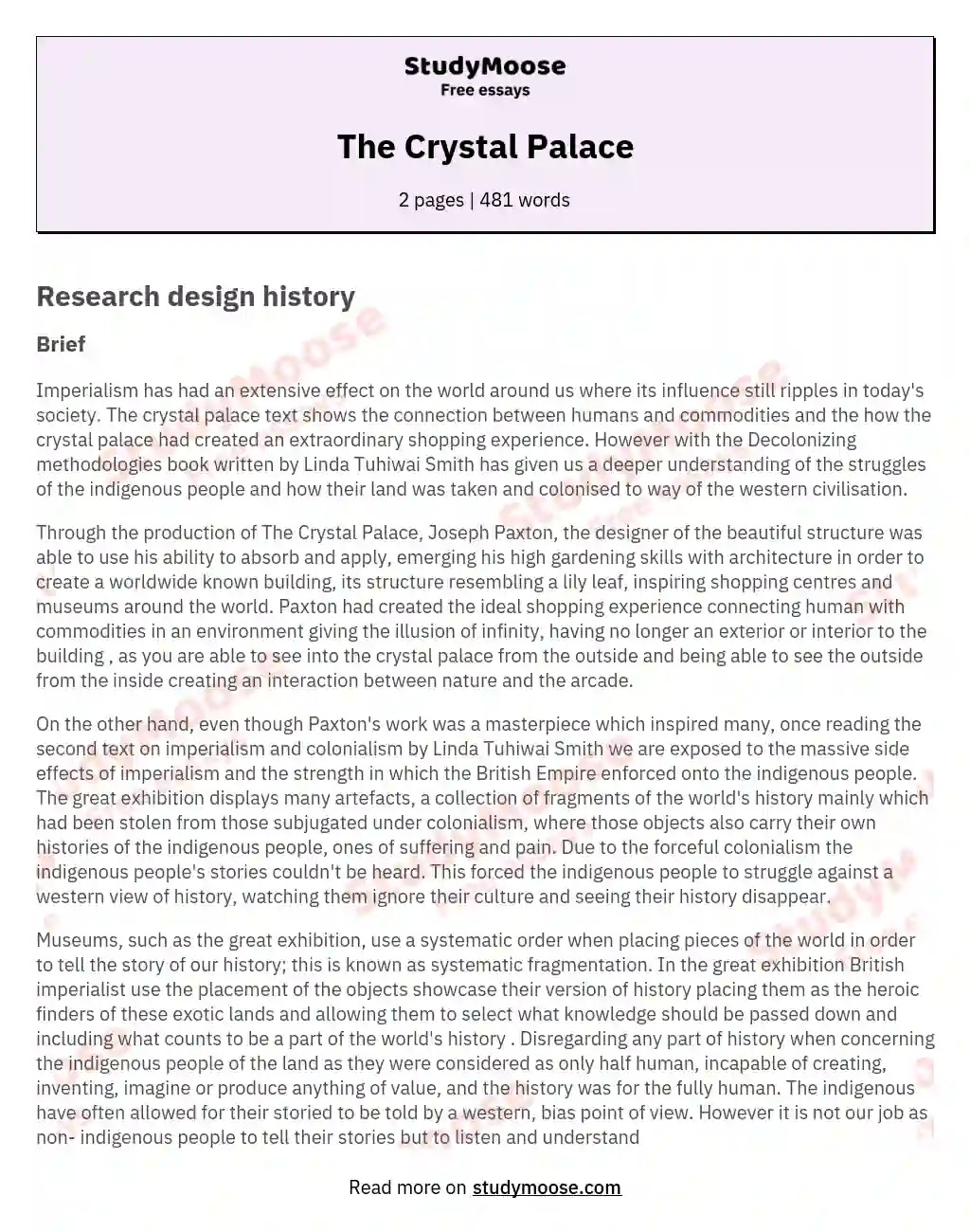 The Crystal Palace essay
