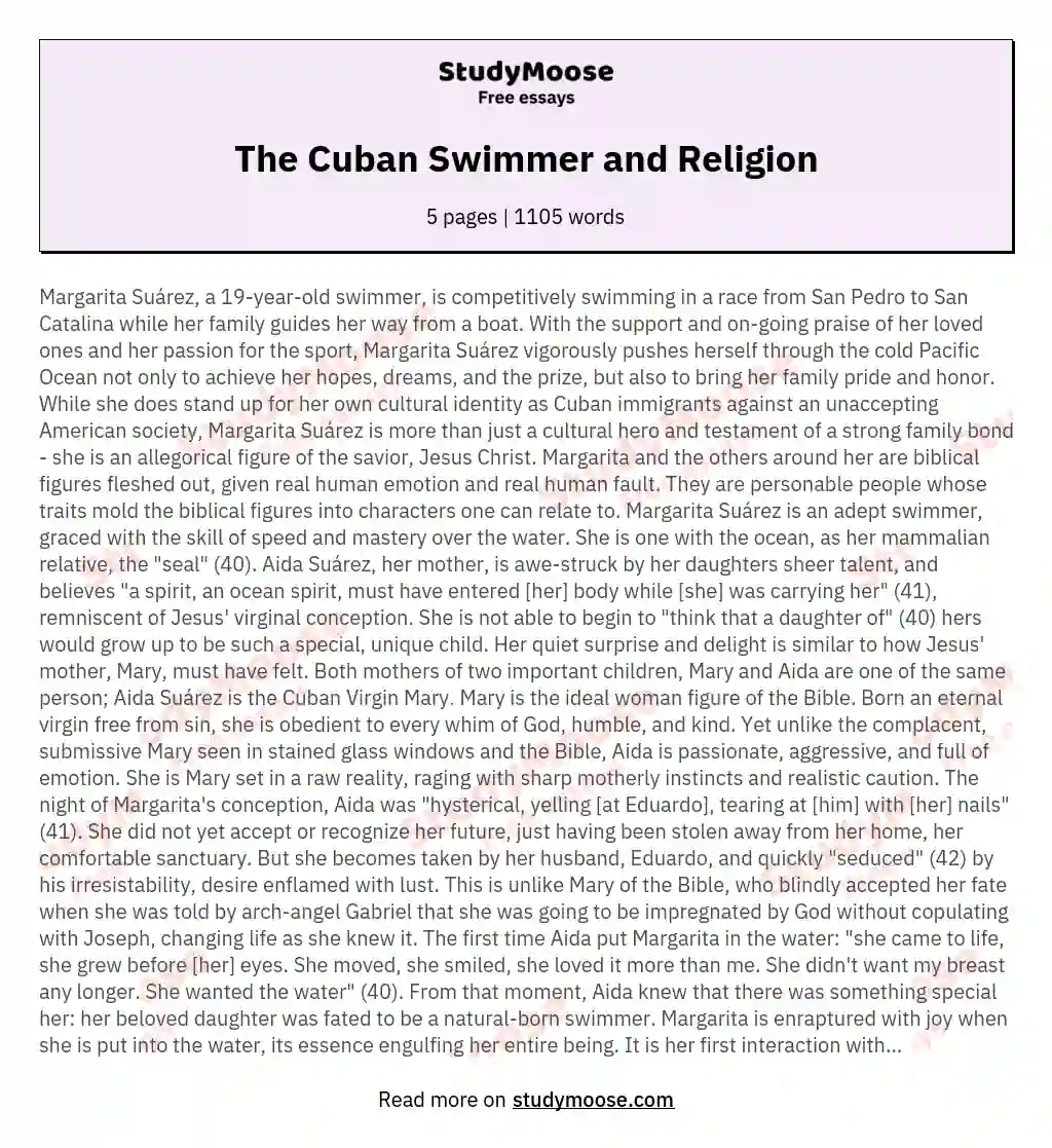 The Cuban Swimmer and Religion essay