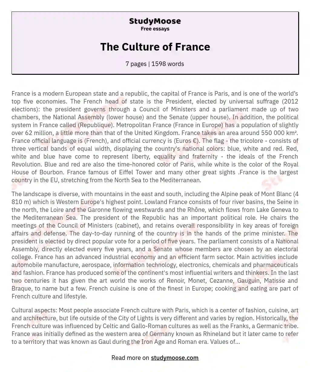 The Culture of France essay