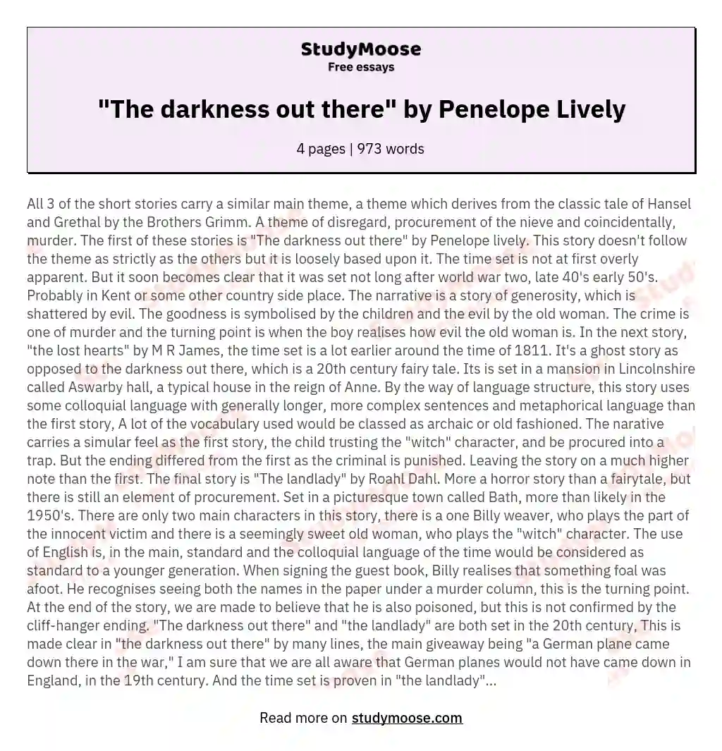 "The darkness out there" by Penelope Lively
