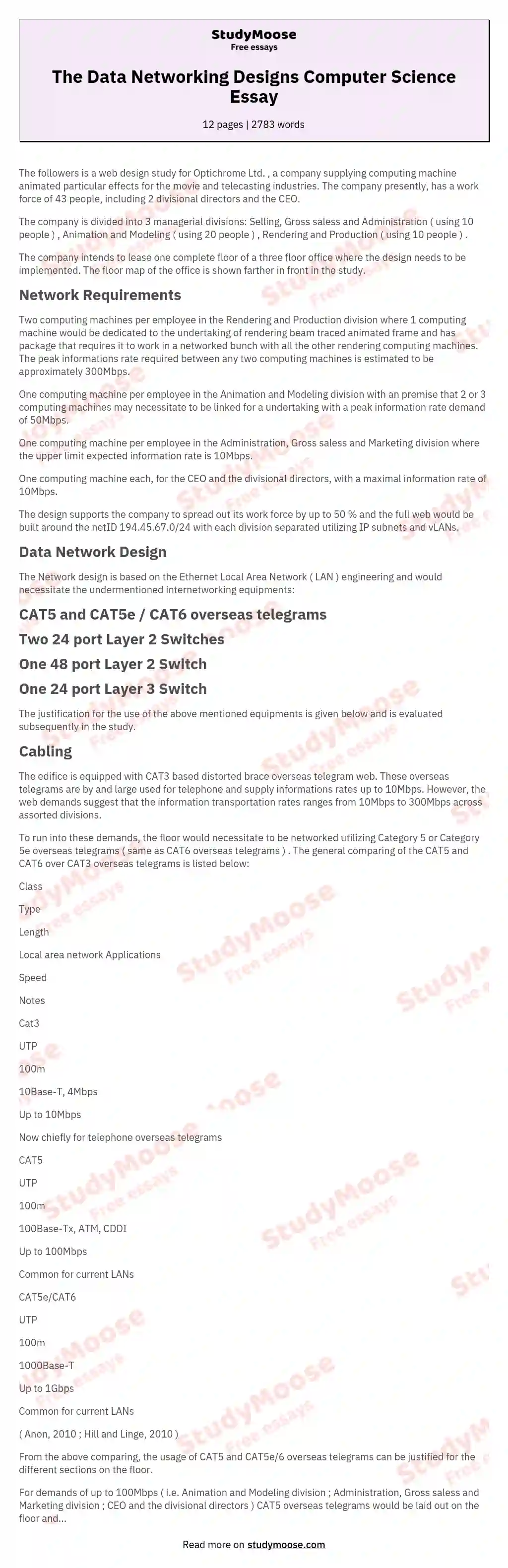 The Data Networking Designs Computer Science Essay essay