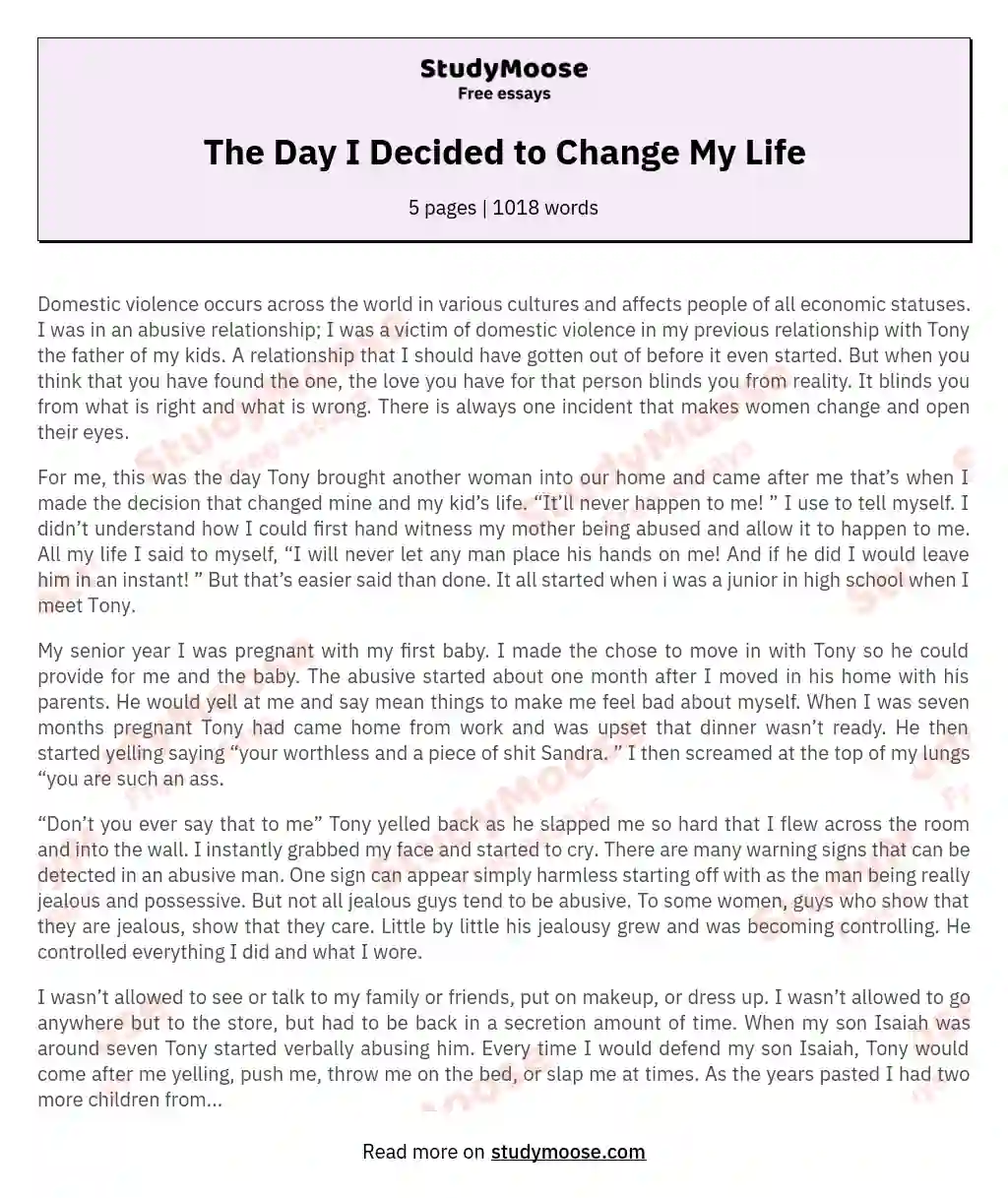 The Day I Decided to Change My Life essay