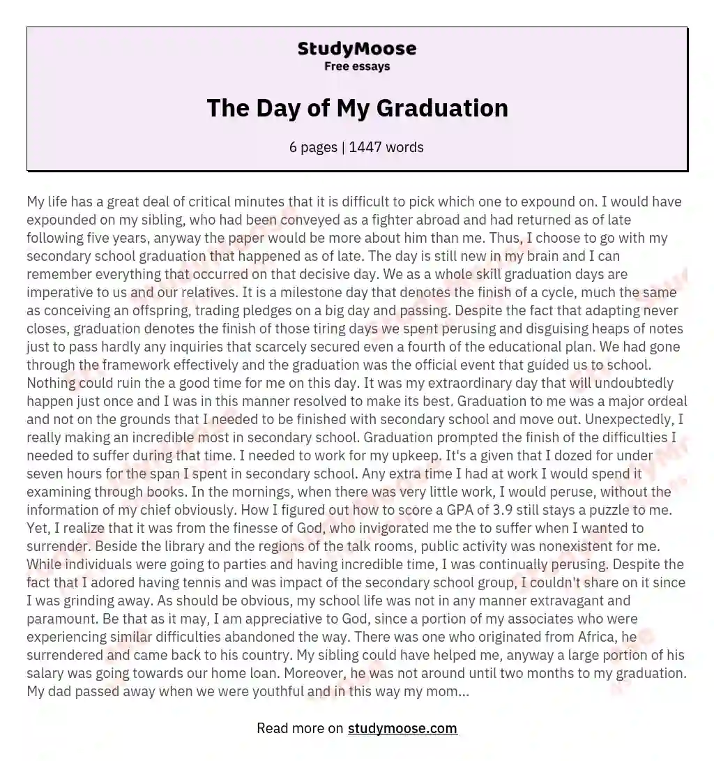 early high school graduation essay