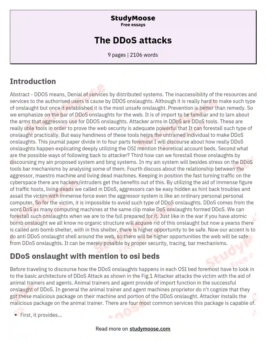 The DDoS attacks