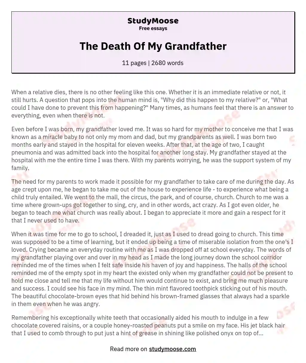 The Death Of My Grandfather