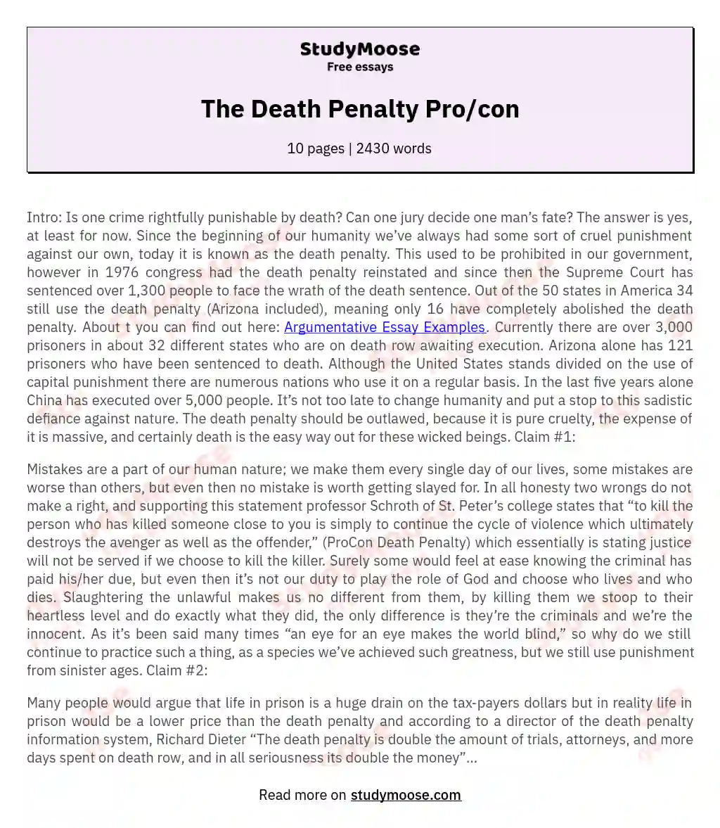 The Death Penalty Pro/con