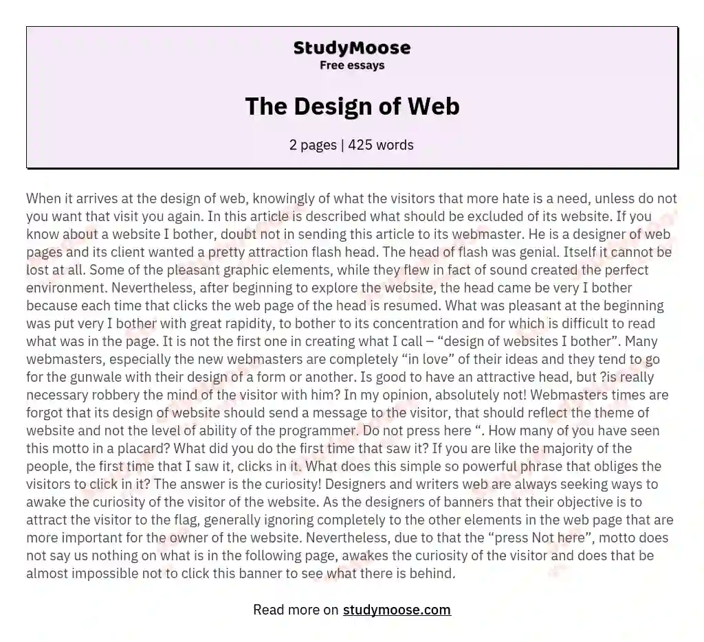The Design of Web essay