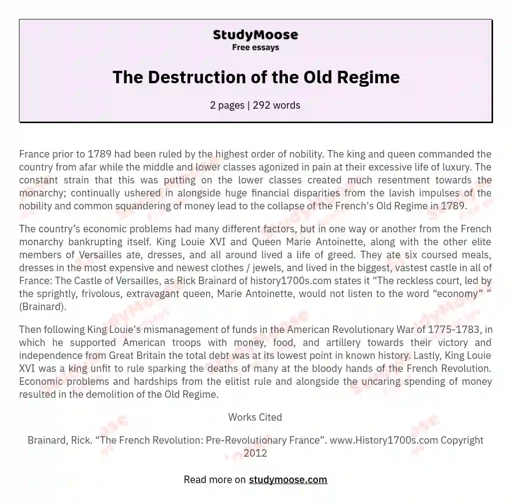 The Destruction of the Old Regime