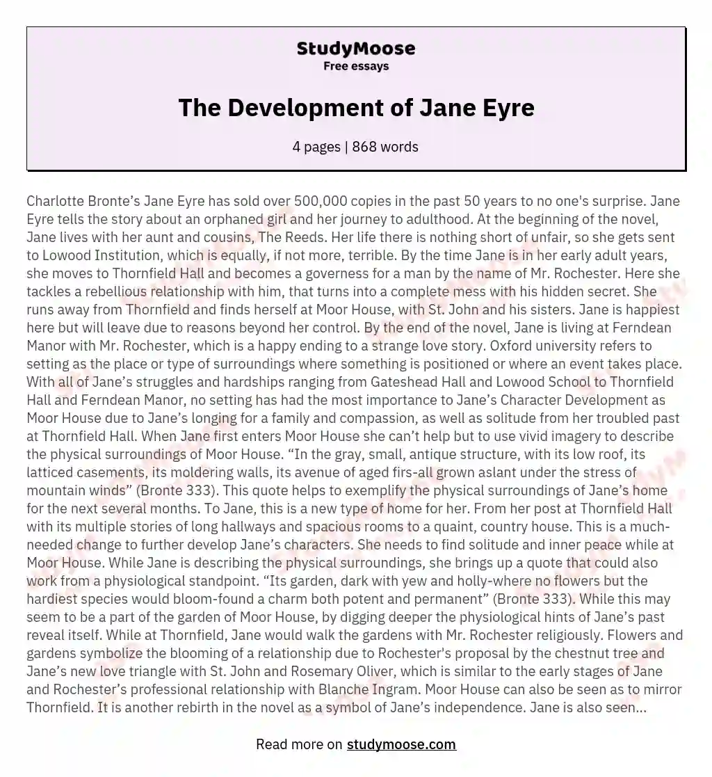 The Development of Jane Eyre essay