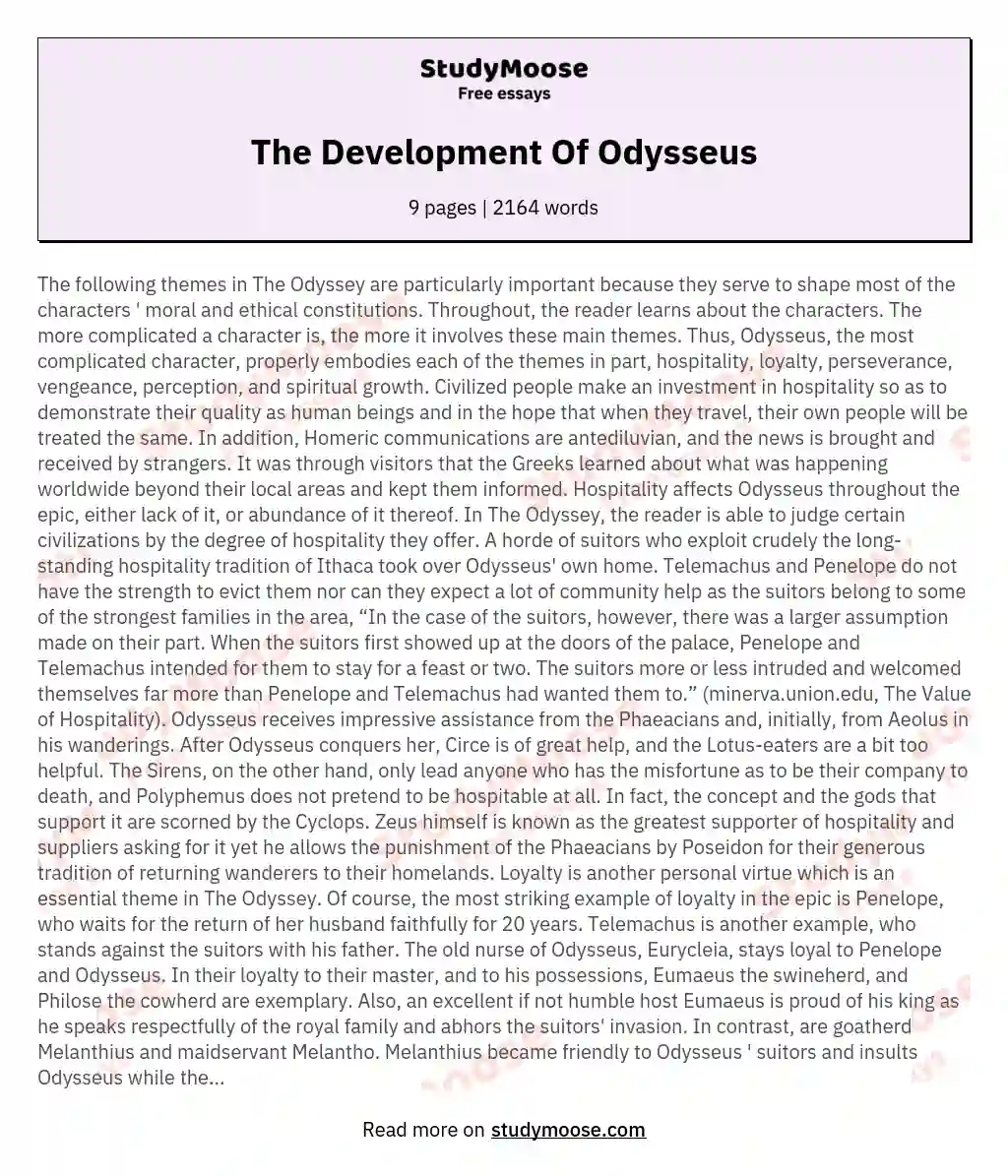 The Development Of Odysseus