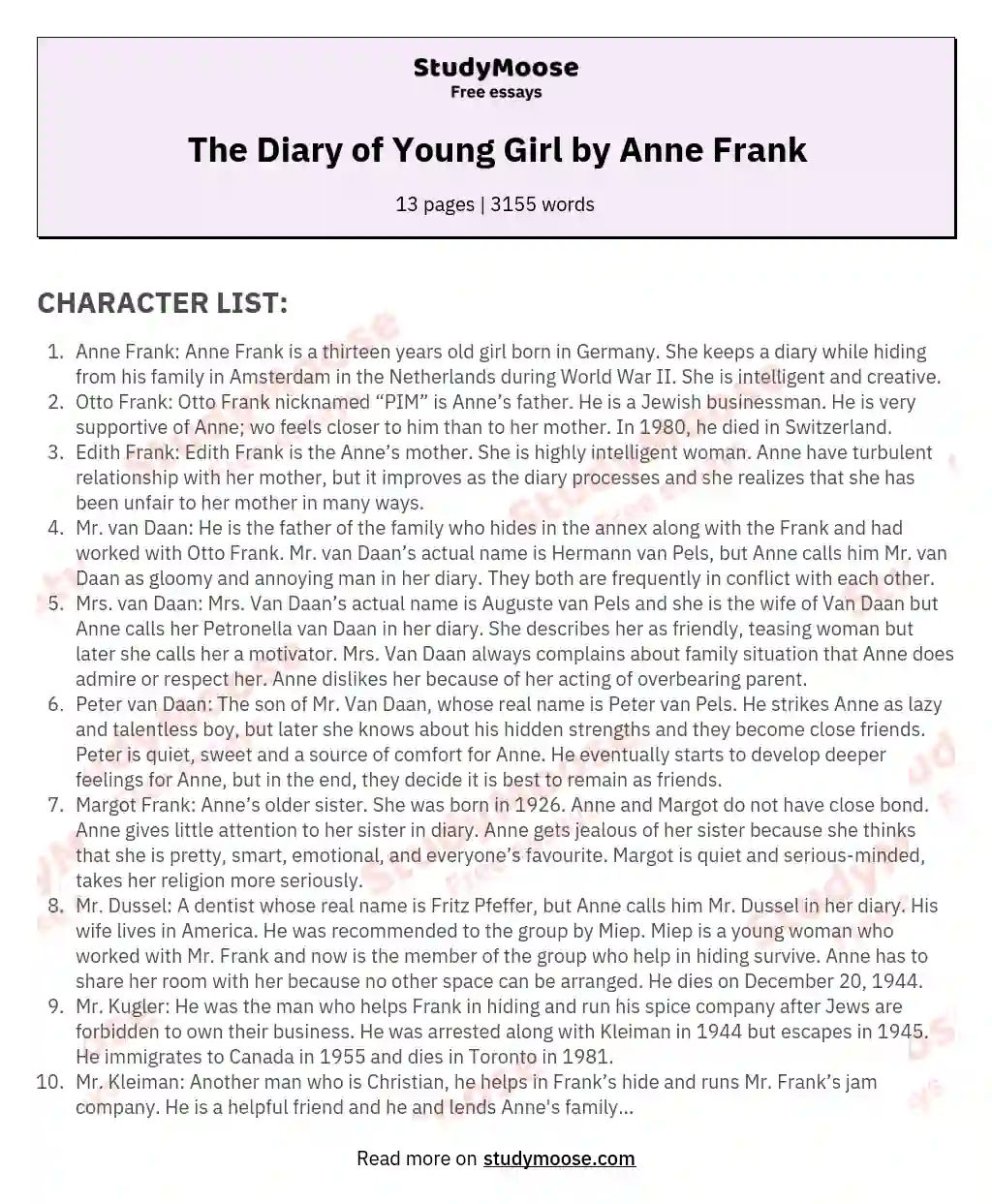 The Diary of Young Girl by Anne Frank
