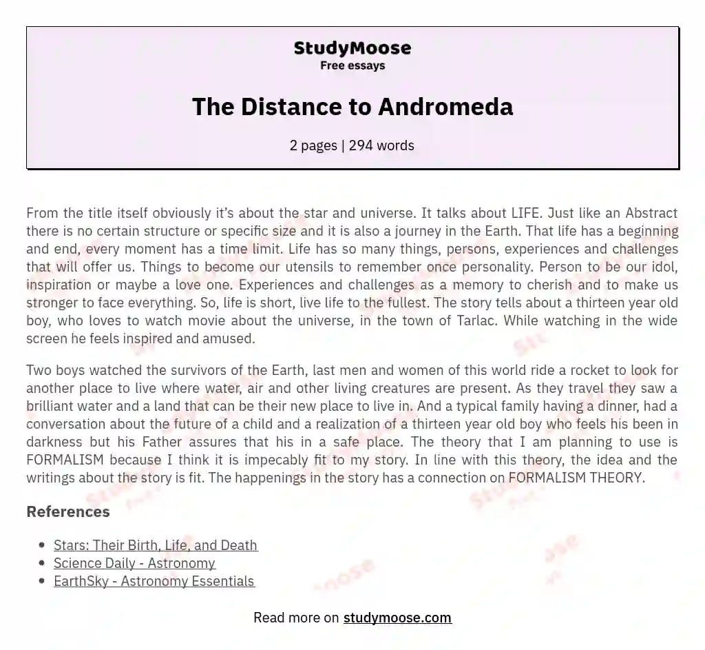 The Distance to Andromeda essay