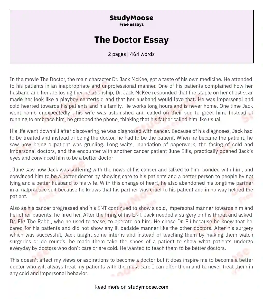 becoming a doctor essay