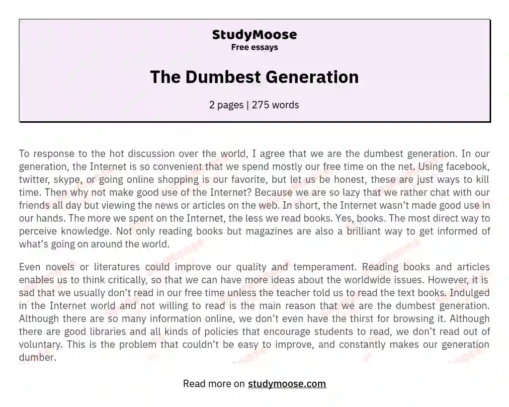 The Dumbest Generation essay