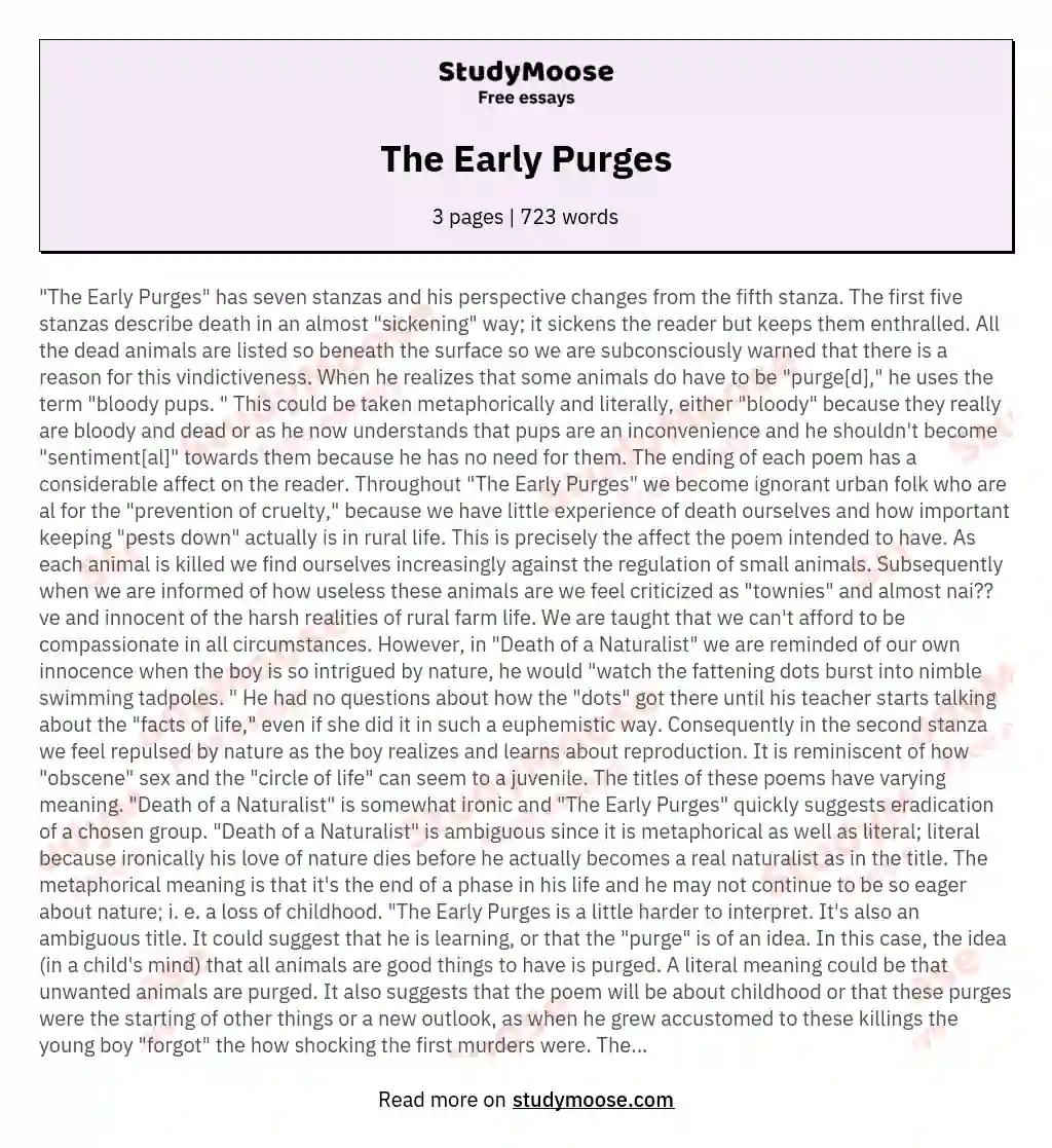 The Early Purges essay