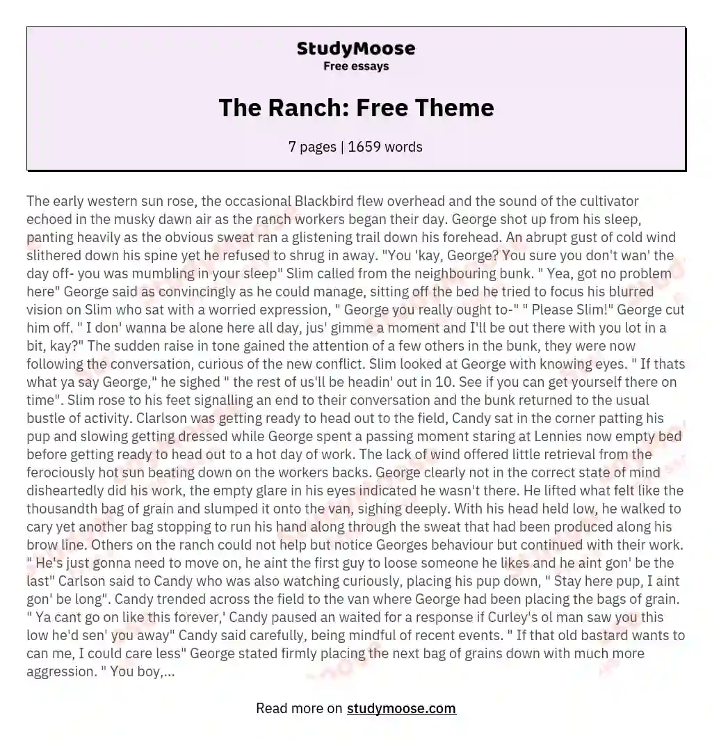The Ranch: Free Theme essay