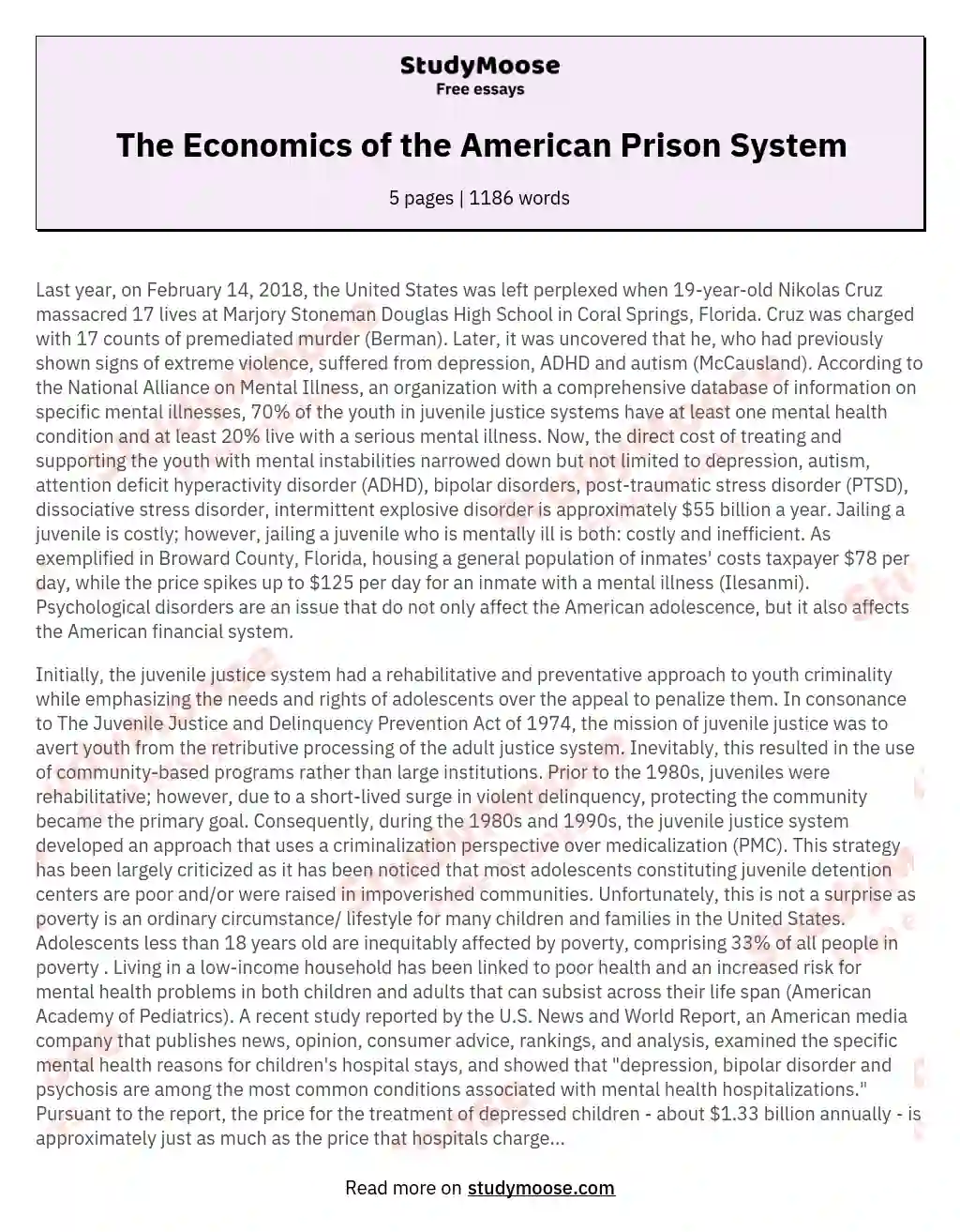 The Economics of the American Prison System essay