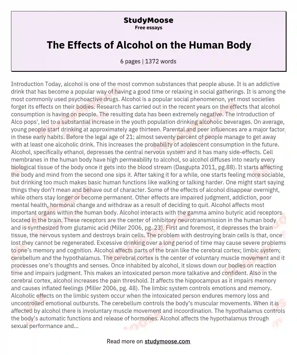 The Effects of Alcohol on the Human Body