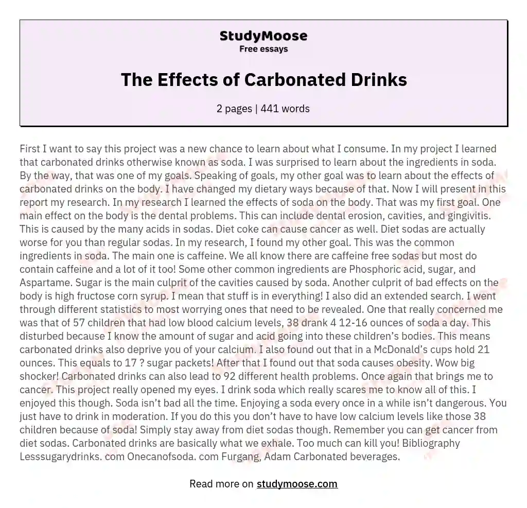 The Effects of Carbonated Drinks essay