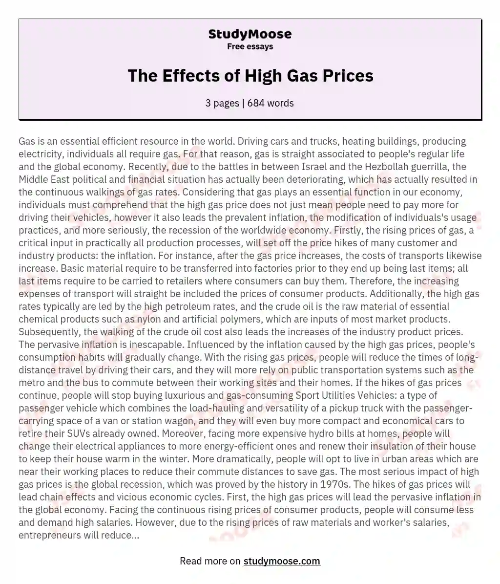The Effects of High Gas Prices