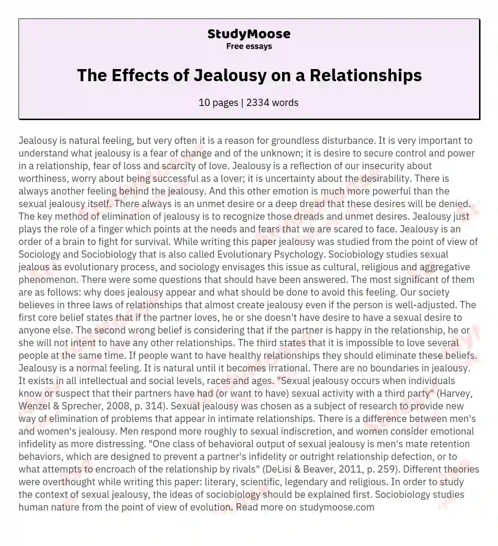 jealousy essay example