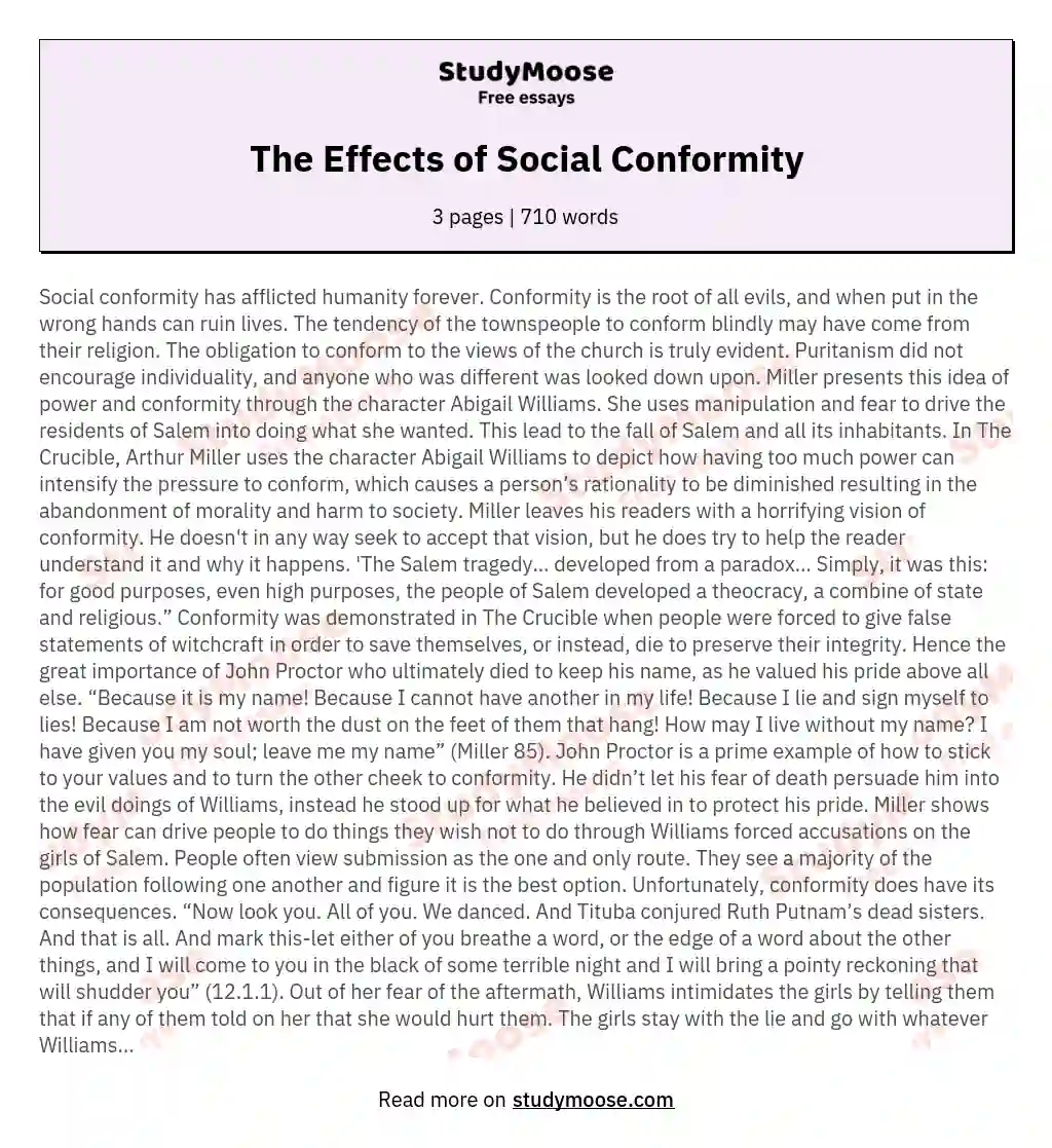 The Effects of Social Conformity essay
