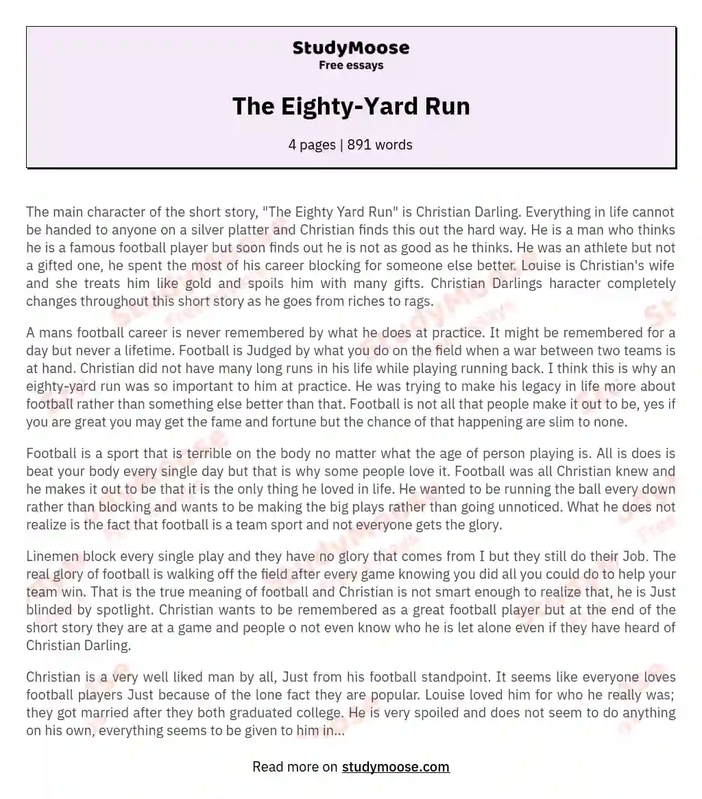 The Eighty-Yard Run essay