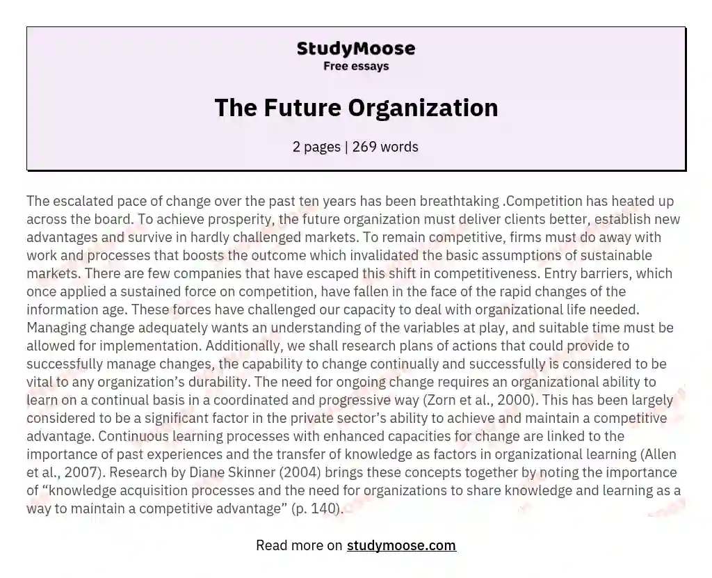 The Future Organization essay