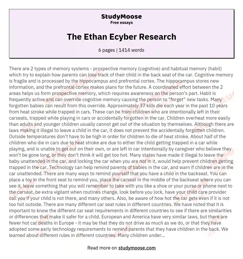 The Ethan Ecyber Research essay