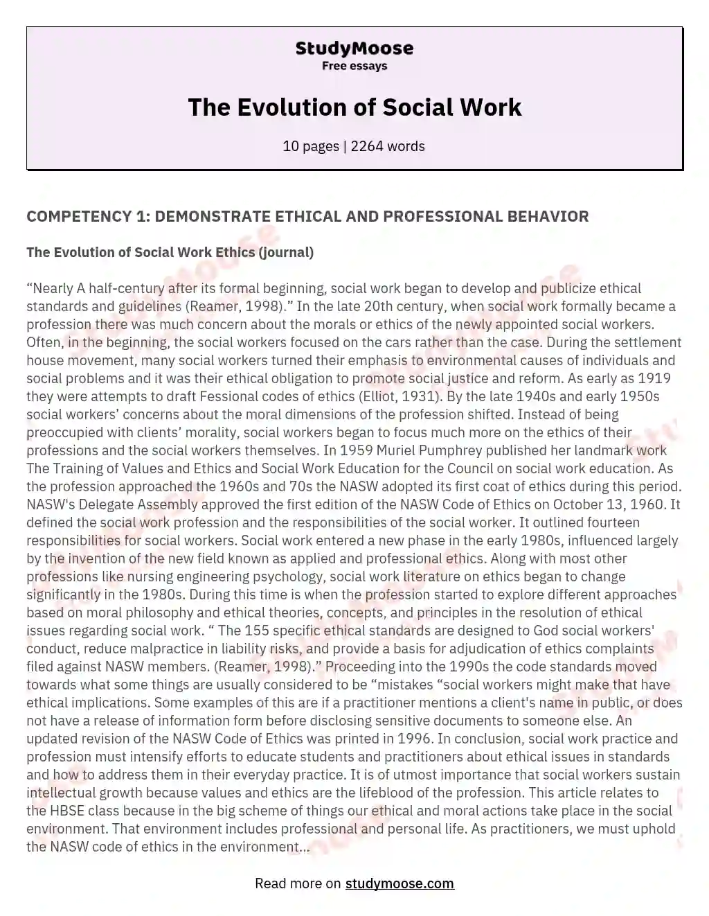 The Evolution of Social Work essay
