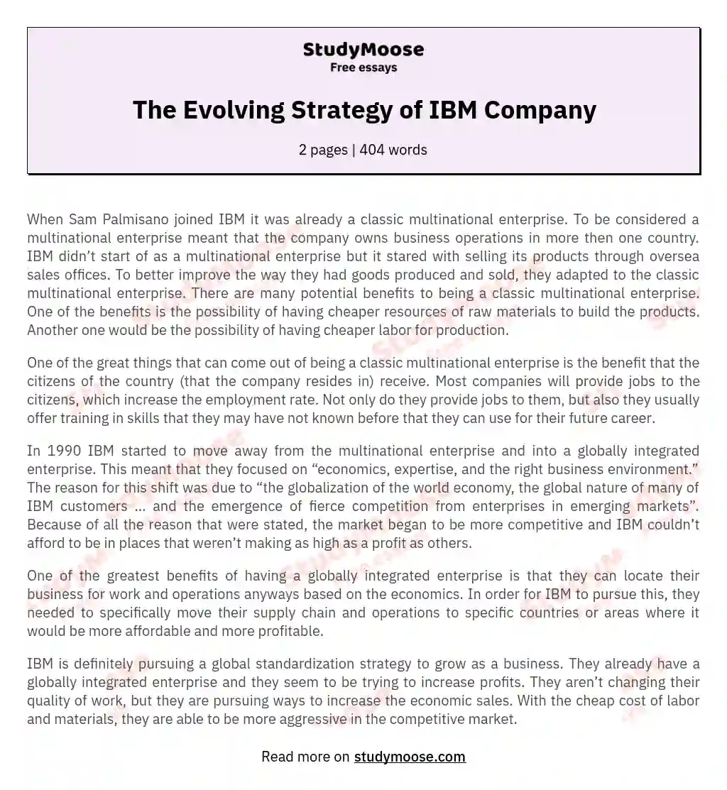 The Evolving Strategy of IBM Company