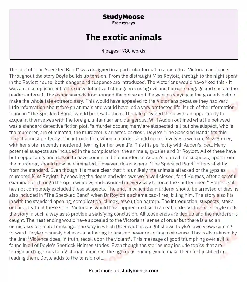 The exotic animals essay