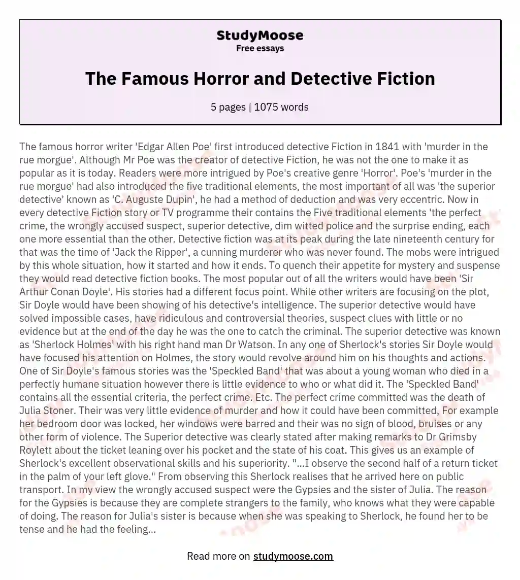 The Famous Horror and Detective Fiction