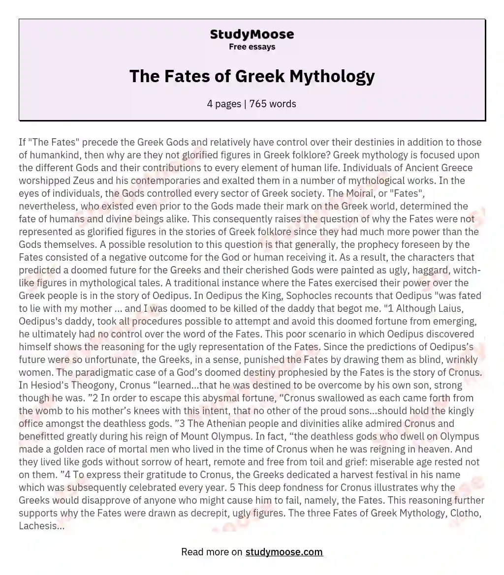 The Fates of Greek Mythology essay