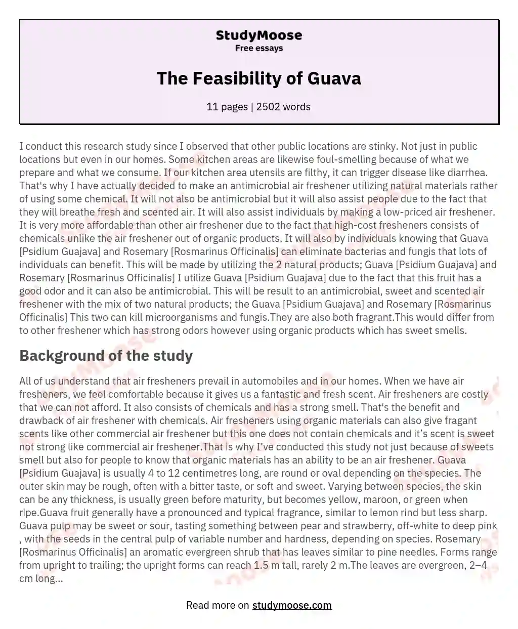 The Feasibility of Guava essay